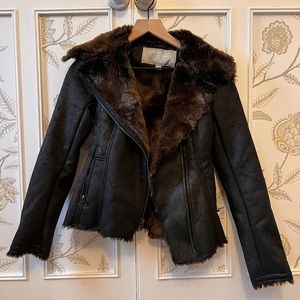 Jessica Simpson Faux Fur Moto Jacket